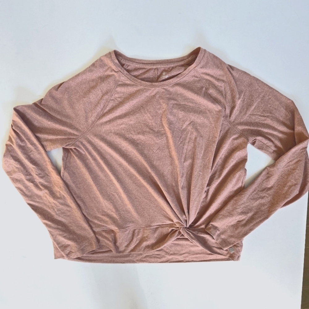Apana long sleeve pink knot front soft yoga workout wear sz M